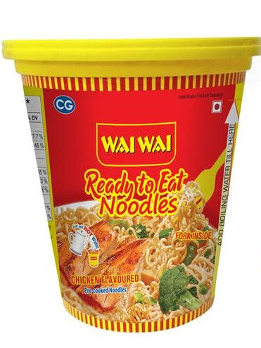 50x Wai Wai Noodles - Chicken Flavour, With Seasoning Mix, Pack of 50 (65 g Cup each)
