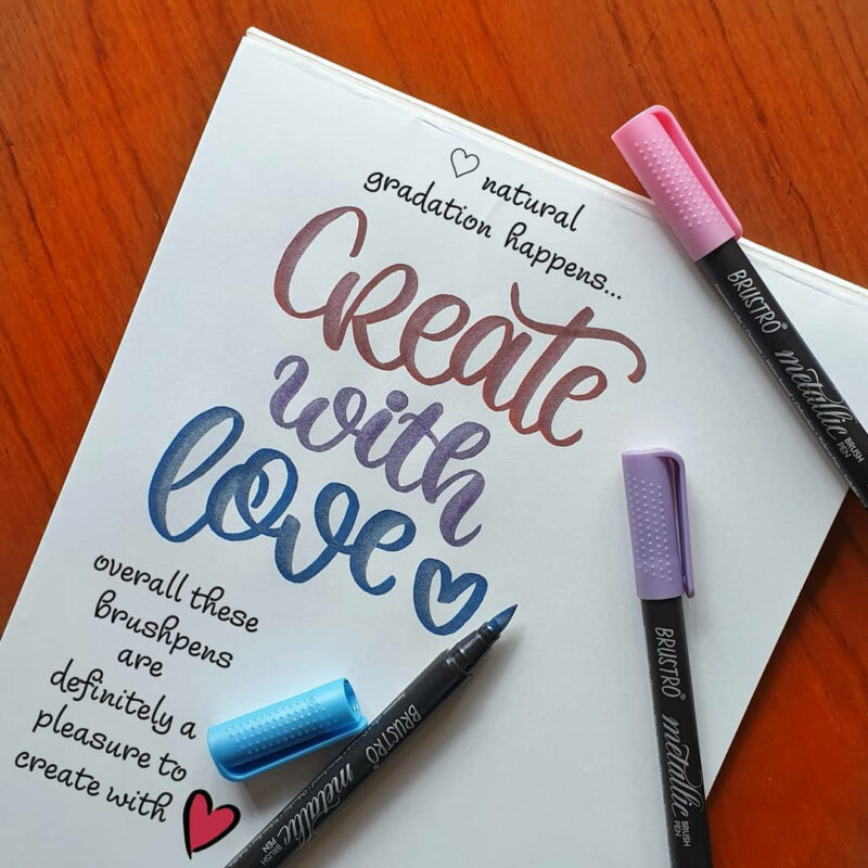 BRUSTRO Metallic Brush Pens Set of 10 Colors with Black Paper A5 - Image 5