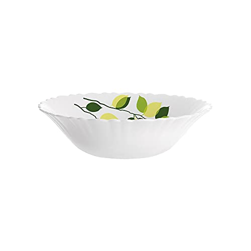Larah by Borosil Green Leaves Silk Series Opalware Dinner Set | 35 Pieces for Family of 6 | Microwave & Dishwasher Safe | Bone-Ash Free | Crockery Set for Dining & Gifting | Plates & Bowls | White - Image 9