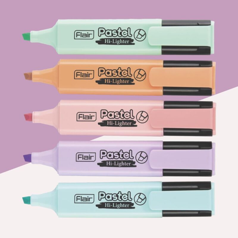 Flair Pastel Hi-lighters for Vibrant Highlighting (Pack of 5)