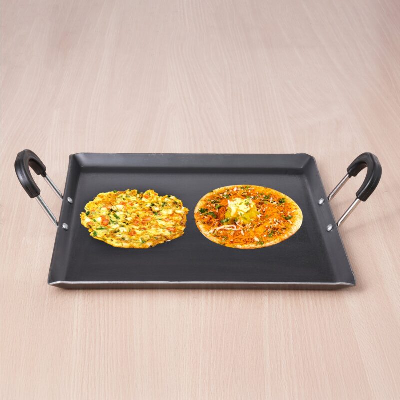 100% Pure Sheet Iron Tawa, Square, Cool Bakelite Handle, Seasoned, Toxin-free, Induction, 29.5cm, 1.88kg - Image 13