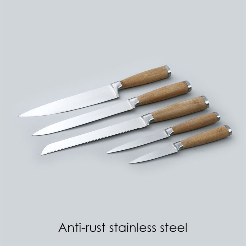 Razor Knife Block Set, Anti-rust Stainless Steel, Straight and Serrated Knives, 20.3 CM - Image 4