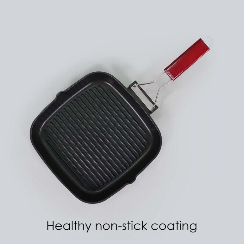 Caesar Nonstick Folding Grill Pan | Ideal for Barbeque, Tandoori & Sandwiches | Smart Folding Handle | Space Saver | Gas & Induction Friendly | PFOA Free | 2.3L | 5 Year Warranty | Black - Image 3