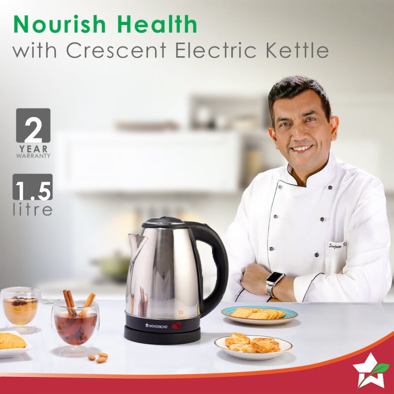 Wonderchef Renewed Crescent Electric Kettle | Stainless Steel Interior | Safety Locking Lid | 1.8L | 1800W - Image 2