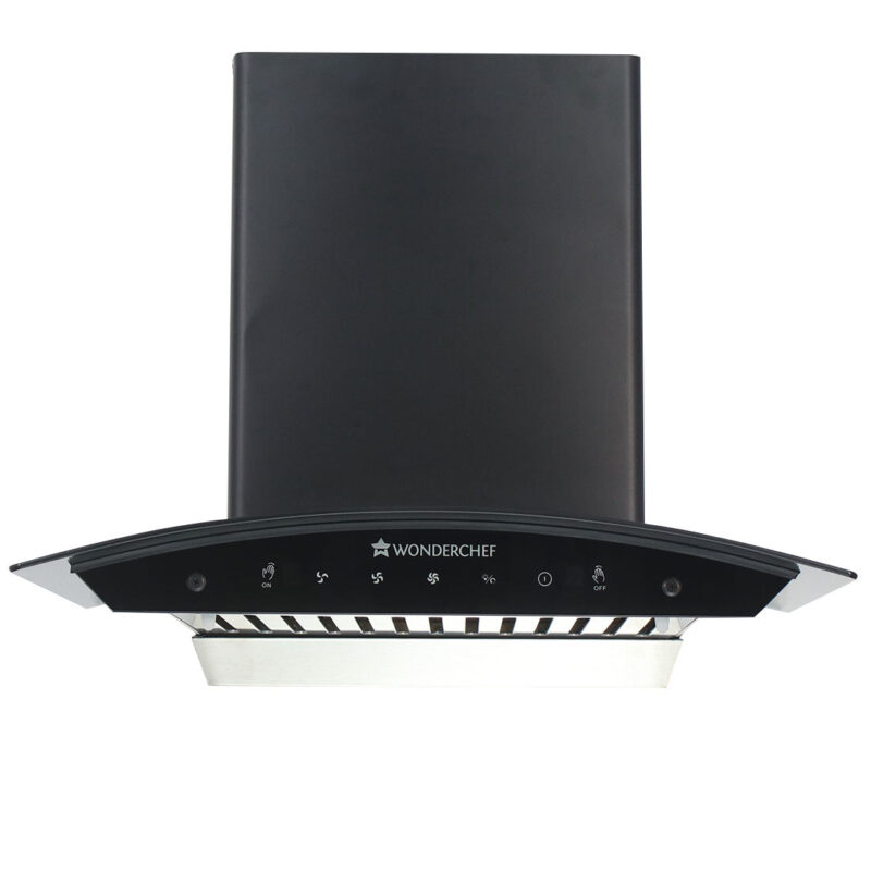 Wonderchef Renewed Ultima 60cm 1200 m3/hr Auto Clean Curved Glass Chimney | Baffle Filter | 1200M3/Hr powerful suction | Touch + 3 speed Motion Sensor control | Low Noise | 1 Year Warranty - Image 2