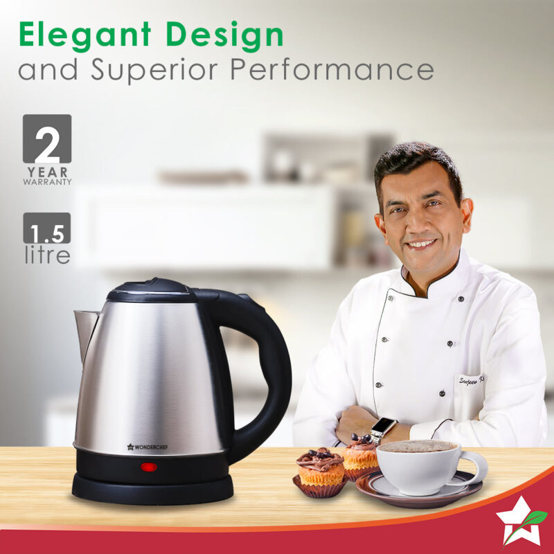 Crescent Kettle + Dry Iron Festive Gift Combo | 1.5L Kettle | Boil Water in 5-7 Mins | BPA-free Stainless Steel | 1000W Swift Dry Iron for Cotton, Linen, Nylon, Silk | Button Groove