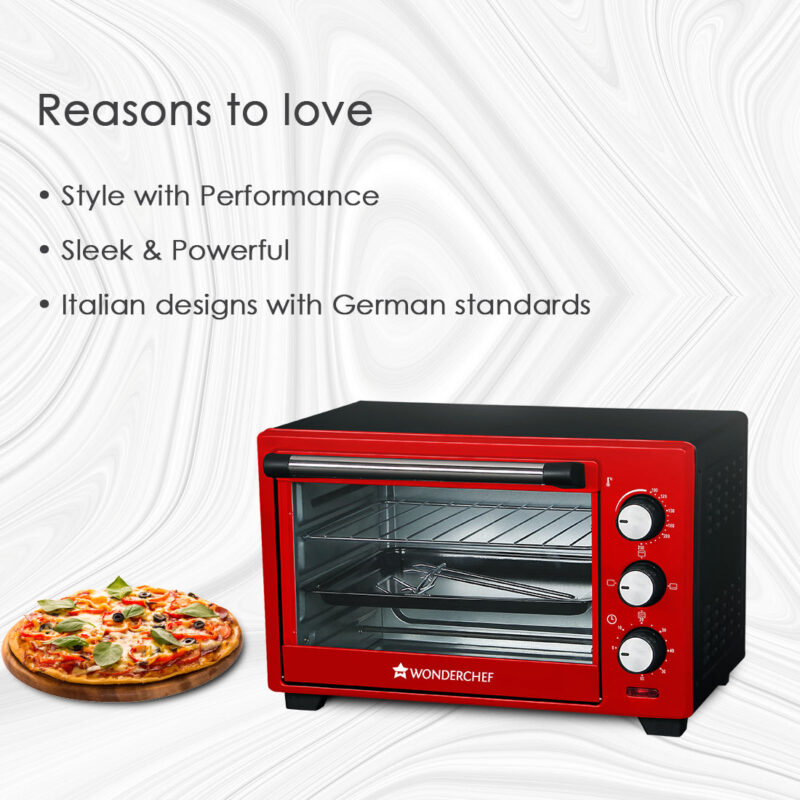 Wonderchef Renewed Oven Toaster Griller (OTG) Crimson Edge - 19 Litres | Auto-shut Off | Heat-resistant Tempered Glass | Multi-stage Heat Selection | 1280W | Red - Image 13