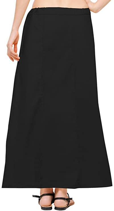 E - Ezra Ari Women’s Readymade Cotton Floor Length Free Size Sari Petticoat Underskirt Slips for Indian Sarees (Black) - Image 2