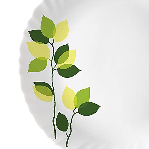 Larah by Borosil Green Leaves Silk Series Opalware Dinner Set | 35 Pieces for Family of 6 | Microwave & Dishwasher Safe | Bone-Ash Free | Crockery Set for Dining & Gifting | Plates & Bowls | White - Image 15