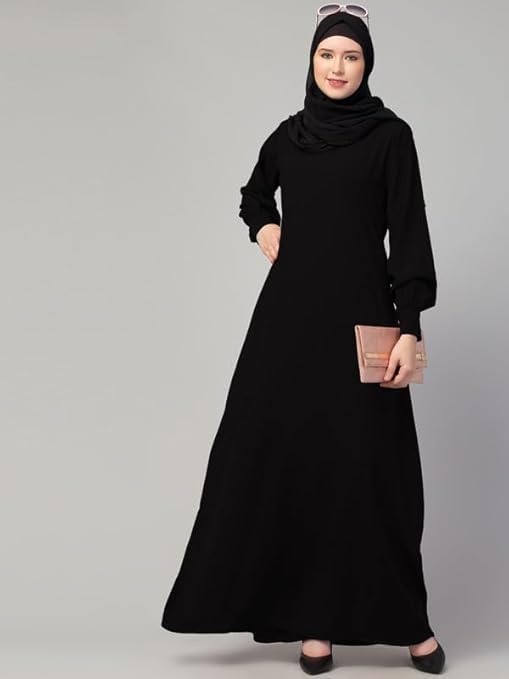 F S Traders Women's Nida Matte Inner Abaya Side Pocket Dress (Medium, Black) - Image 3