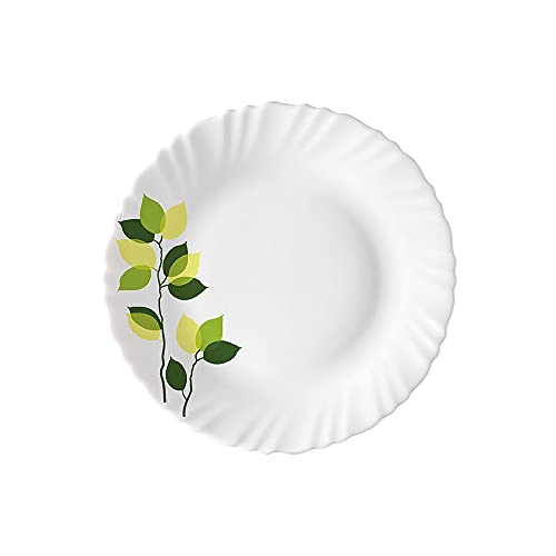 Larah by Borosil Green Leaves Silk Series Opalware Dinner Set | 35 Pieces for Family of 6 | Microwave & Dishwasher Safe | Bone-Ash Free | Crockery Set for Dining & Gifting | Plates & Bowls | White - Image 8