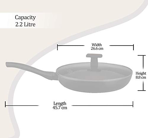 MILTON Pro Cook Black Pearl Induction Fry Pan with Glass Lid, 26 cm /2.2 Litre - Image 3