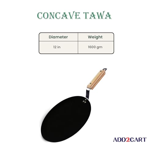 30.48 cm Wooden Handle Iron Concave Tawas, Roti Tawas, and Dosa Tawas - Image 3