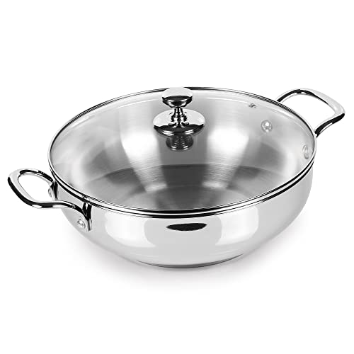 Milton Pro Cook Stainless Steel Sandwich Bottom Induction Kadhai with Glass Lid, 26 cm / 3.51 litres, Steel Plain | Dishwasher Safe | Flame Safe | Gas Stove Safe | Hot Plate Safe | SS Handle - Image 7