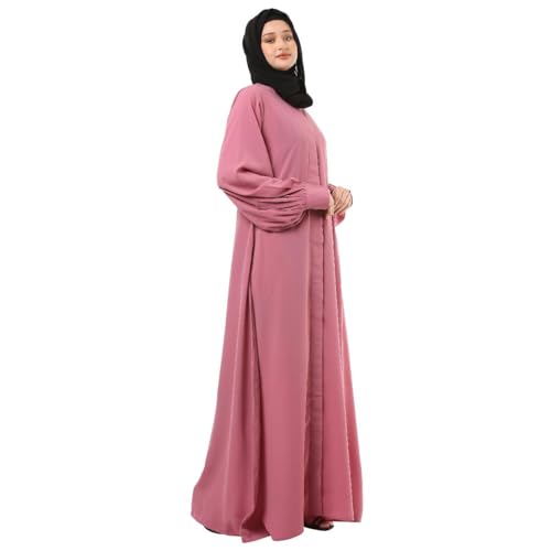 BT - Being Traditional Women’s Front Open Muslim Abaya Dress With Cuff Sleeves Made in Premium Nida Fabric (FOA-020) (2XL, Tulip Pink) - Image 3