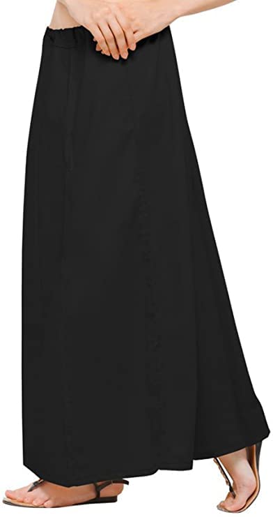 E - Ezra Ari Women’s Readymade Cotton Floor Length Free Size Sari Petticoat Underskirt Slips for Indian Sarees (Black) - Image 3