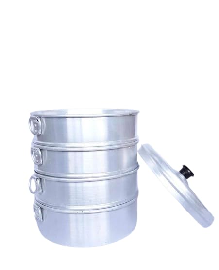 Mesofy Aluminium Momos Steamer Diamm: 8 Inch With 4 Tier Capacity 5 Litres, Silver - Image 2