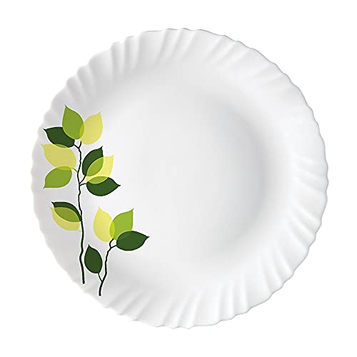 Larah by Borosil Green Leaves Silk Series Opalware Dinner Set | 35 Pieces for Family of 6 | Microwave & Dishwasher Safe | Bone-Ash Free | Crockery Set for Dining & Gifting | Plates & Bowls | White - Image 16