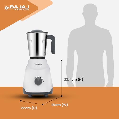 Bajaj Ninja Series Contempo Mixer Grinder 500W|3 Stainless Steel Mixer Jar|DuraCut® Blades by Bajaj|Mixie For Kitchen with 2-in-1 function blade| Pulse Mode| 2-Yr Warranty by Bajaj| Grey - Image 2