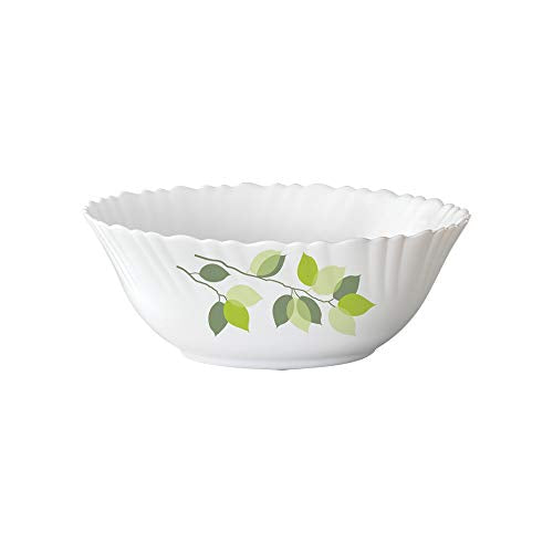 Larah by Borosil Green Leaves Silk Series Opalware Dinner Set | 35 Pieces for Family of 6 | Microwave & Dishwasher Safe | Bone-Ash Free | Crockery Set for Dining & Gifting | Plates & Bowls | White - Image 5