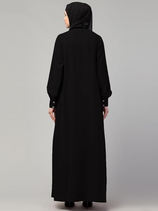 F S Traders Women's Nida Matte Inner Abaya Side Pocket Dress (Medium, Black) - Image 6