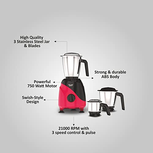 Preethi Peppy MG-245 mixer grinder, 750 watt, Black & Red, 3 jars, Vega W5 Motor with 5yr Warranty & Lifelong Free Service - Image 5