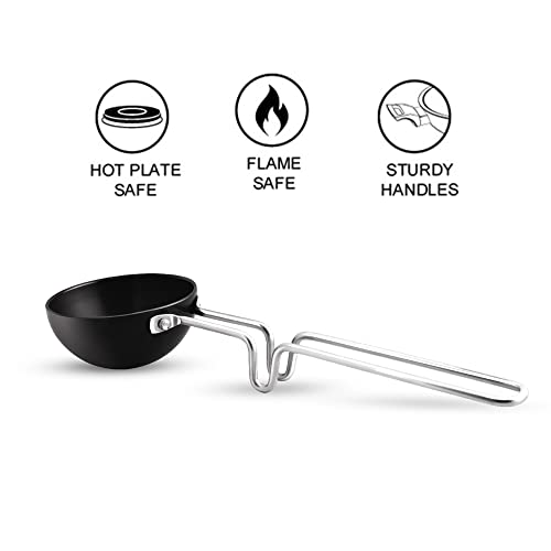MILTON Pro Cook Hard Anodized Tadka Pan, 12 cm, Dark Grey | Vaghar Pan | Chounk Pan | Baghar Pan | Flame Safe | Gas Stove Safe | Stainless Steel Wired Handle | Scratch Resistant - Image 5