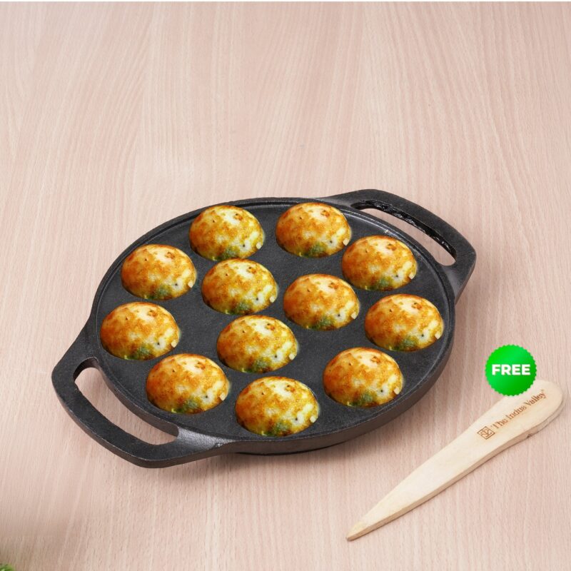 12 Pit/Cup CASTrong Cast Iron Kuzhi Paniyaram/Paddu Pan/Appe Maker, Pre-seasoned, 100% Pure, Toxin-free, Free Spatula, 21 cm, 2.2 kg - Image 12