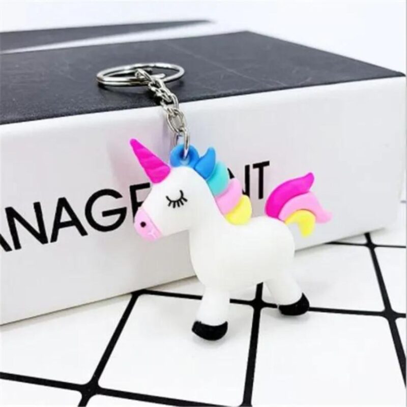 Small 3D Rubber Silicon Cartoon Keyrings - Unicorn ( Pack of 2 )