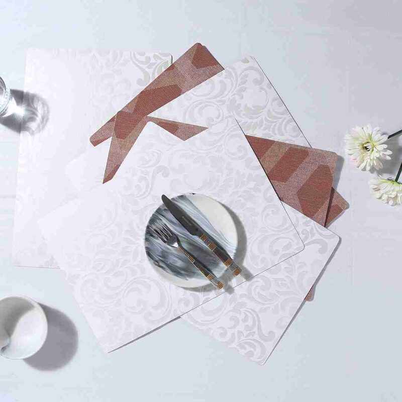 Valentina Reversible Damask & Geometric Placemat Set of 6 - Image 4
