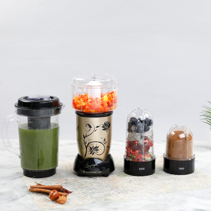 Nutri-blend Juicer, Mixer, Grinder, Smoothie Maker & Chopper | Complete Kitchen Machine | 22000 RPM Blender, Chopper, Juicer | 500W 100% Full Copper Motor | SS Blades | 4 Unbreakable Jars | 2 Years Warranty | Recipe Book By Chef Sanjeev Kapoor | Champagne - Image 7