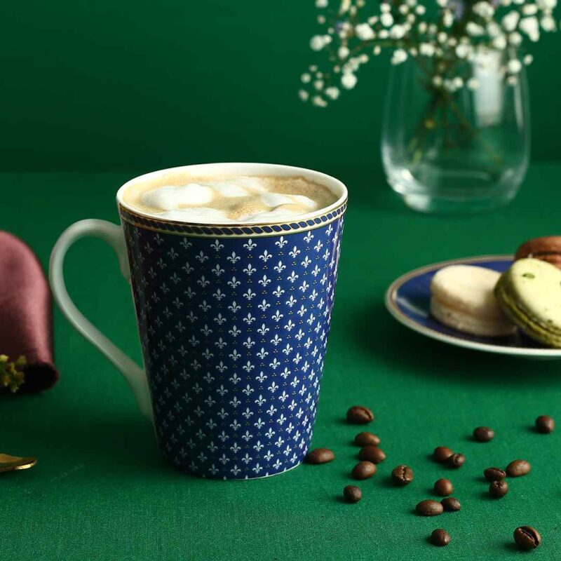 Sicilia Fine Bone China Coffee Mug - Royal Blue - Set of 2 Pcs - Image 2