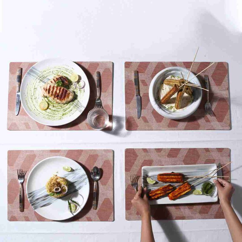 Valentina Reversible Damask & Geometric Placemat Set of 6 - Image 3