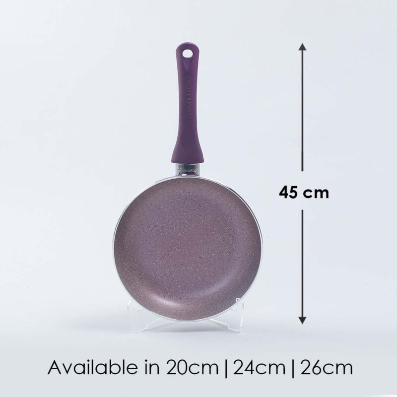 Royal Velvet Non-Stick 26 cm Fry Pan with Induction Bottom & Soft-Touch Handle | Virgin Grade Aluminium | PFOA & Heavy Metals Free | 3 mm thick | 2.1 litres | 2 Years Warranty | Purple - Image 3