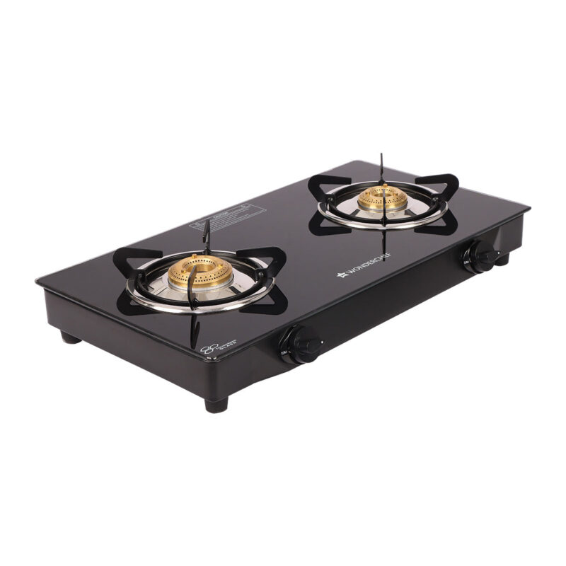 Glory 2 Burner Glass Cooktop, Stainless Steel Drip Tray, Black Toughened Glass with 2 Year Warranty,  Manual Ignition Gas Stove - Image 2
