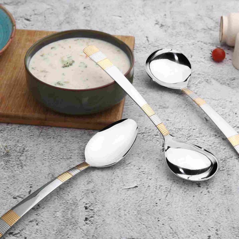 Roma Serving Spoon Set - Gold Plated - Set of 3pcs - Image 2