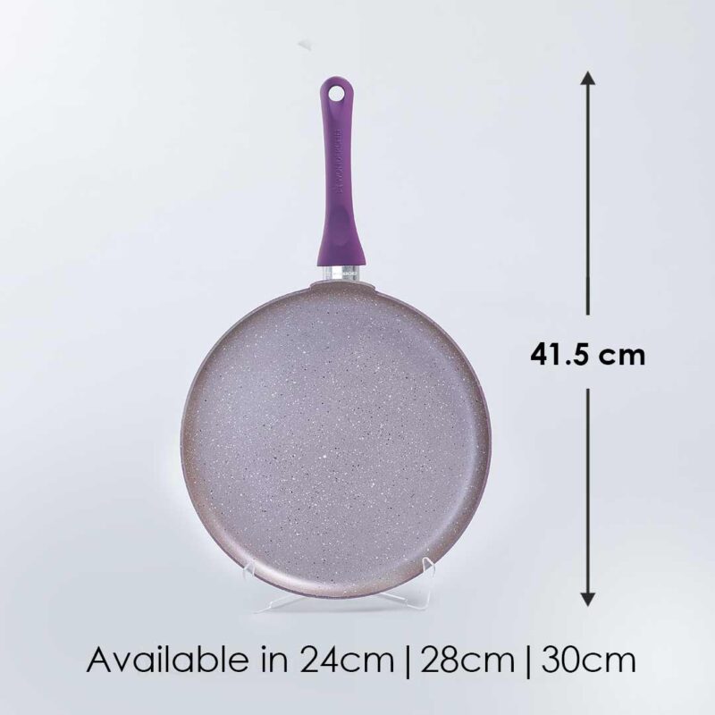 Royal Velvet 24 cm Non-Stick Dosa Tawa | Induction Bottom | Soft-Touch Handle | Virgin Grade Aluminium | PFOA and Heavy Metals Free | 3 mm | Non-Stick Tawa | 2 Years Warranty | Purple - Image 2