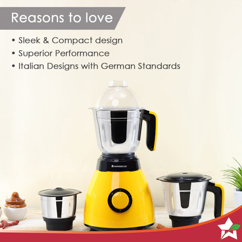 Vesper Mixer Grinder 600W - Yellow - Image 3
