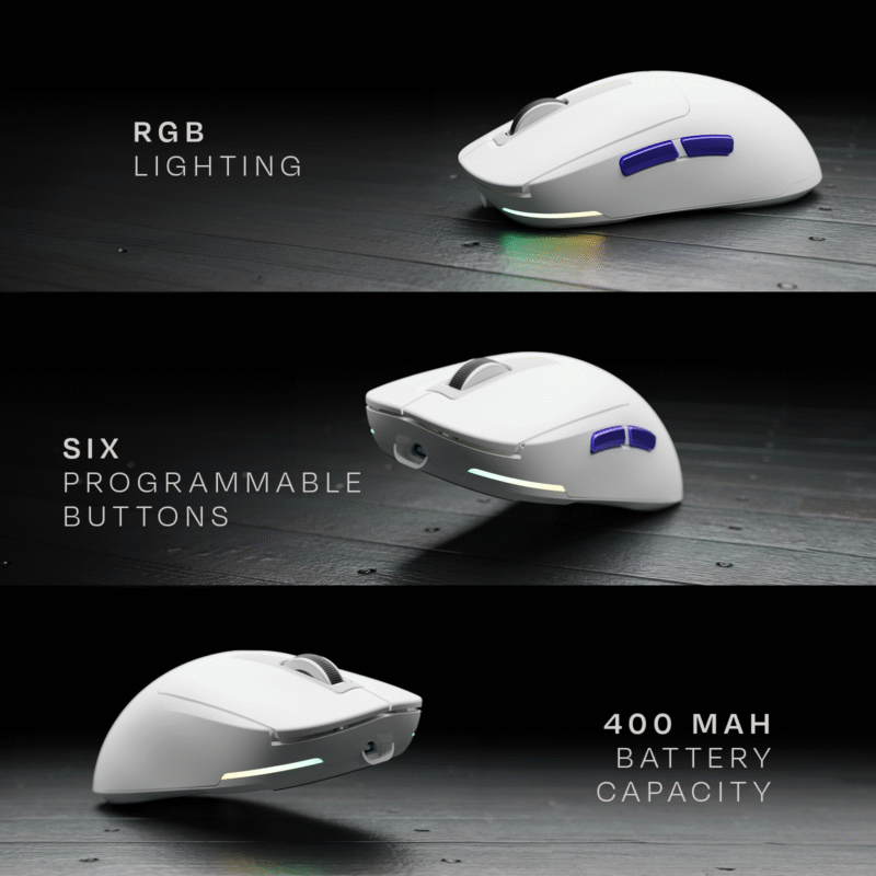 Pegasus 58g Ultra-Light Wireless White Gaming Mouse - Image 4