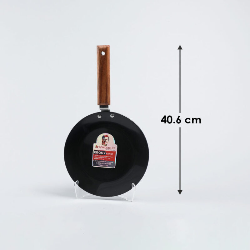 Ebony 22 cm Roti Tawa | Induction Bottom | Wooden Handle | Hard Anodized Aluminium | Non-Stick Tawa | 4.06 mm | 5 Years Warranty | Black - Image 2