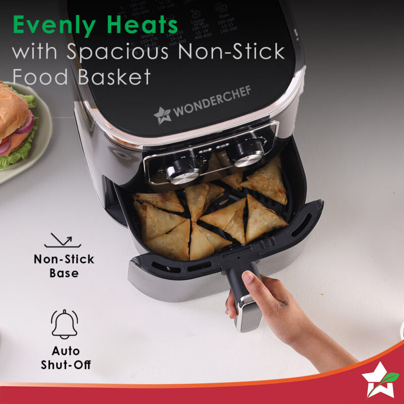 Platinum Manual Air Fryer | 5L | Rapid Air Technology | Temperature and Time Control | Chrome Finish | 1 Year Warranty - Image 2