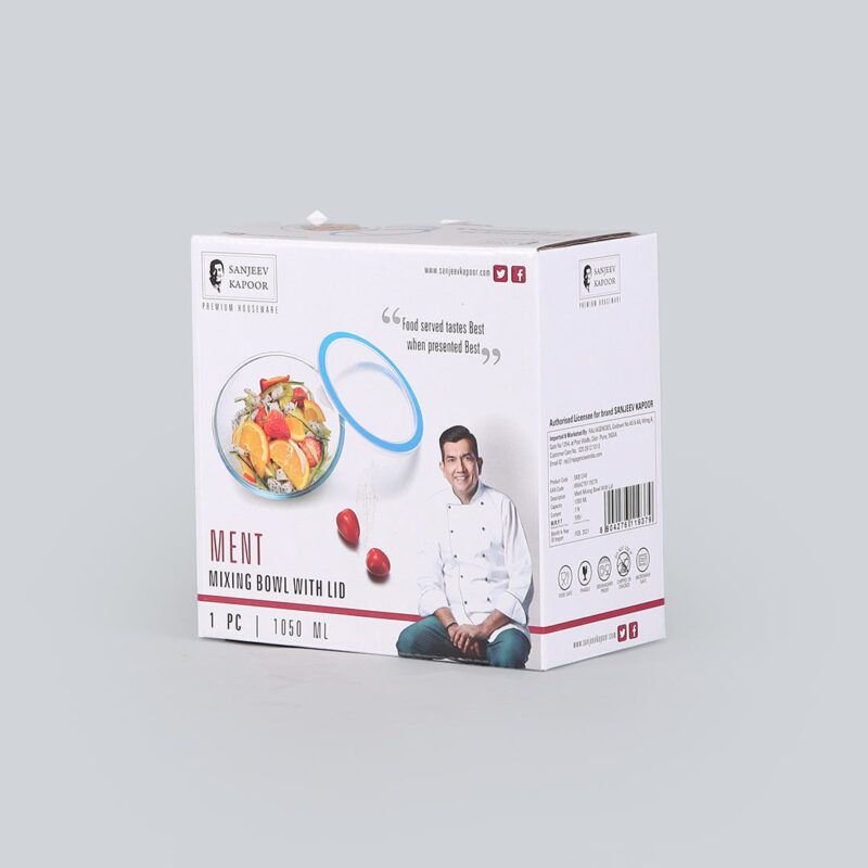 Ment Borosilicate Glass Mixing Bowl With Lid 1050ml - Image 2