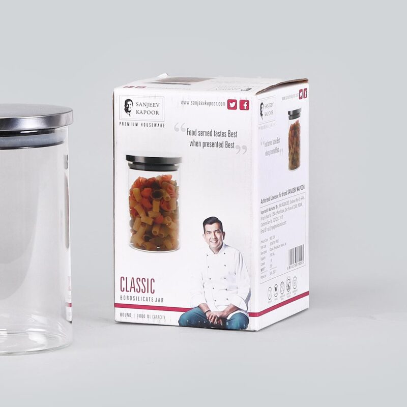 Classic Borosilicate Round Glass Air Tight Jar 1350ml - Image 2