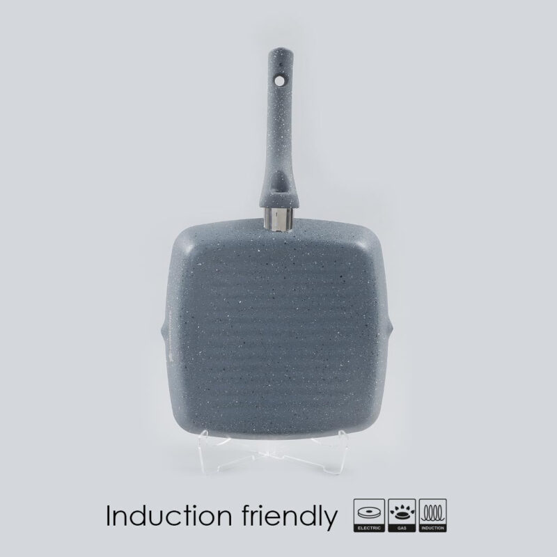 Granite Non-stick Grill Pan, Soft-touch Handle, Virgin Grade Aluminium, PFOA/Heavy metals free, 3.5mm, 2 years warranty, Grey - Image 3
