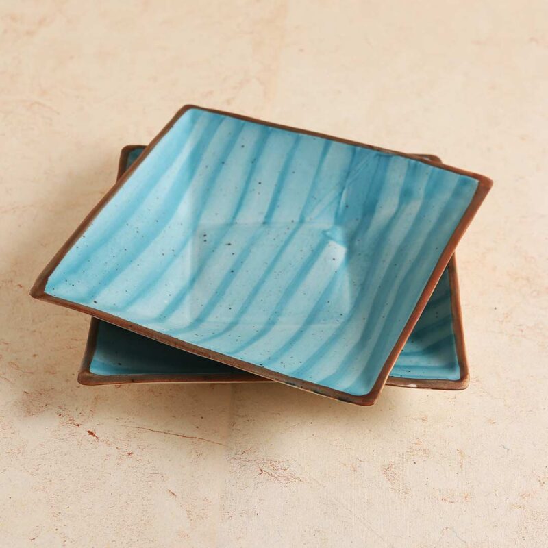 Teramo Stoneware Square Platter 8" x 8" - Blue - Image 2