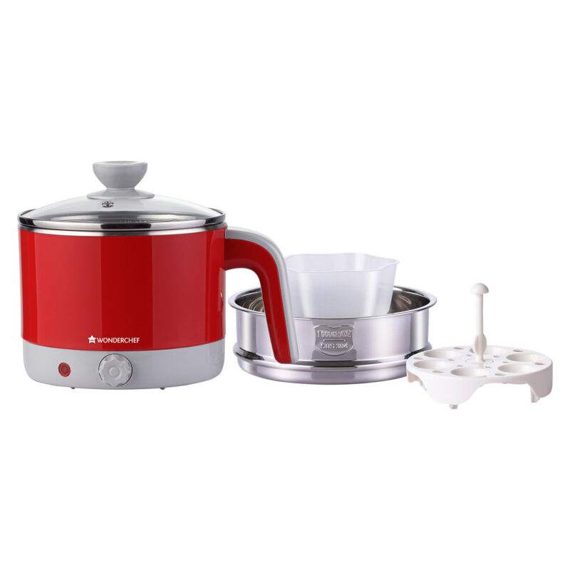 LUXE Multicook Stainless Steel 1.2 L Electric Kettle, 1000W, Red - Image 3