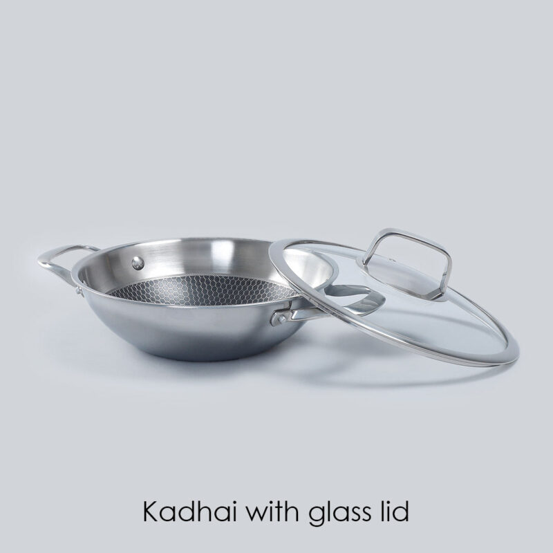 Stanton 24 cm Non-stick Kadhai/Kadai with Lid - 2 Litre | 3 ply steel - Image 2