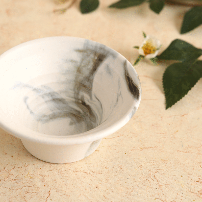 Teramo Stoneware Japanese Bowl 210 ml - Marble White (Set of 2) - Image 2