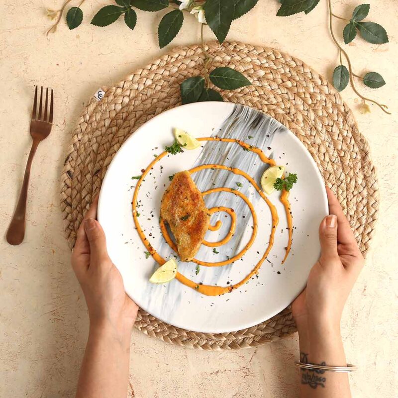 Teramo Stoneware 10" Dinner Plate - Marble White (Set of 2) - Image 2