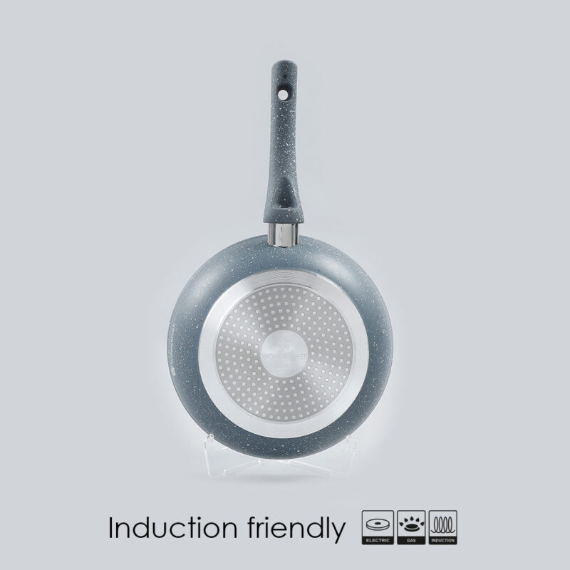 Granite Non-stick Fry Pan, Induction Bottom, Soft Touch Handle, Virgin Grade Aluminium, PFOA/Heavy Metals Free, 3.5mm, 2 years warranty, Grey - Image 2